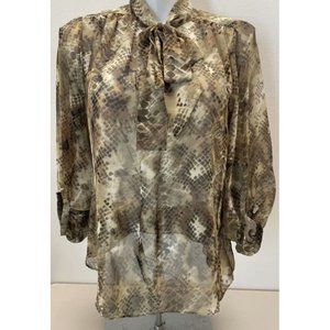 Jennifer Lopez Women's NWT Long Sleeve Safari Nature Blouse Size L JL11119P